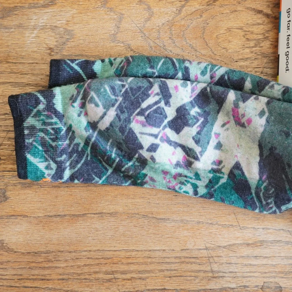 Smartwool Ski Targeted‎ Cushion Merino Wool Socks XL Over The Calf Green Print